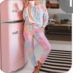 Loliky Sweet Pink Printed- Tye Dye Lounge Set (S)